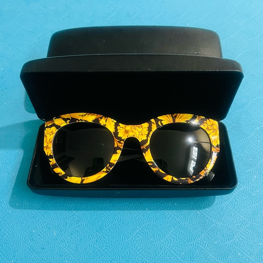 Versace Yellow Floral Round Sunglasses - Picture 2 of 7